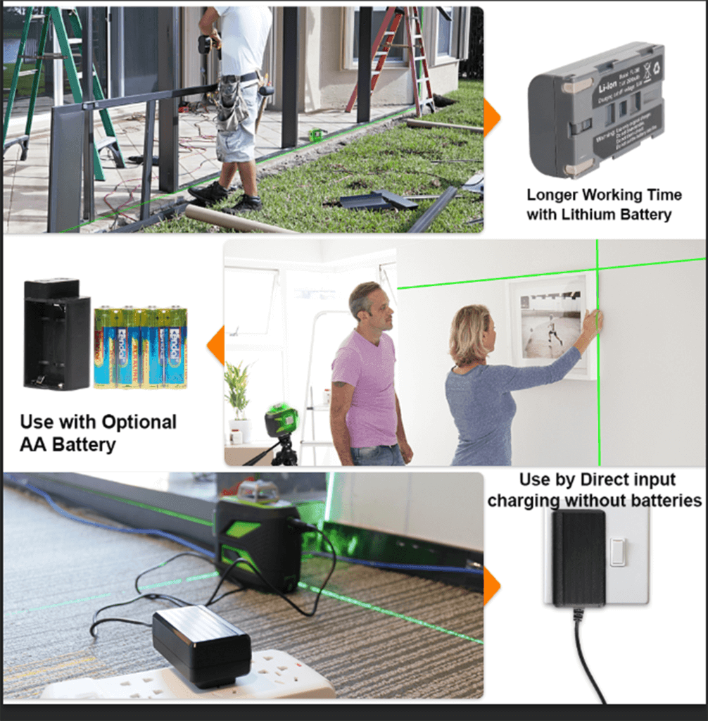 Huepar 603CG-BT - 3 x 360° Green Beam 3D Laser Level with Bluetooth Connectivity - HUEPAR US