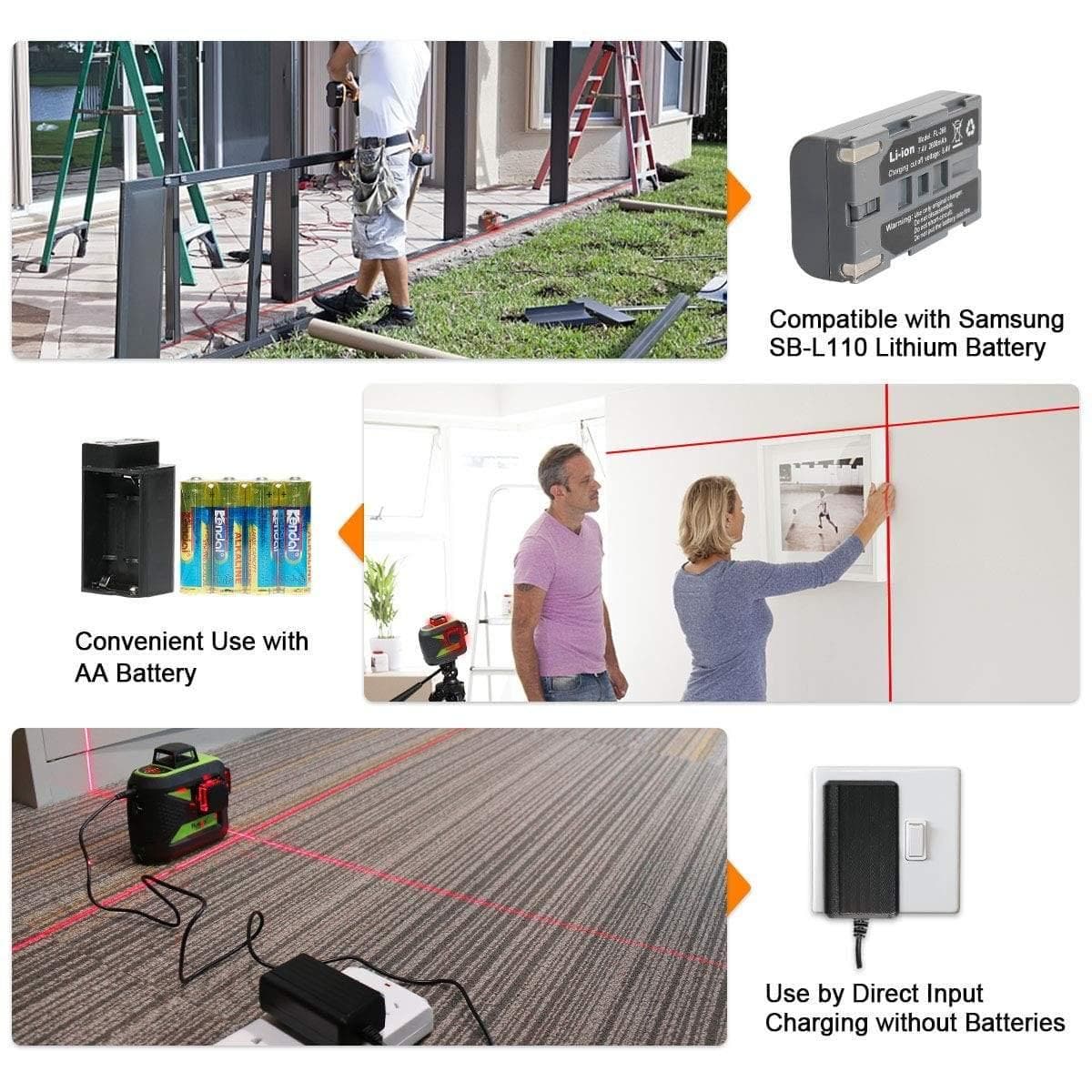 Huepar 603CR - Red Beam Self-Leveling Cross Line Laser Level with Magnetic Pivoting Base - HUEPAR US