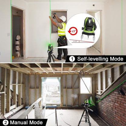 Huepar 6141G - Green Beam Multi Line Laser Level with Four Vertical and One Horizontal Lines with Down Plumb Dot - HUEPAR US