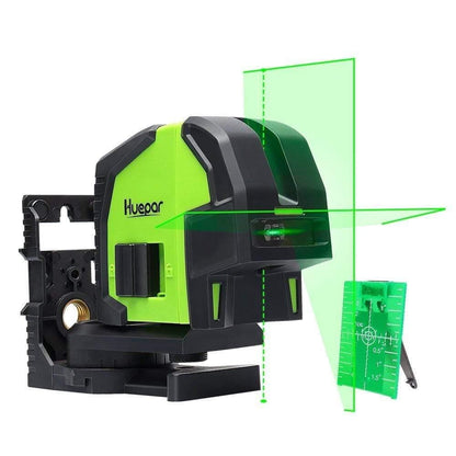 Huepar 8211G - Professional Green Cross Line Laser Level with 2 Plumb Dots - HUEPAR US