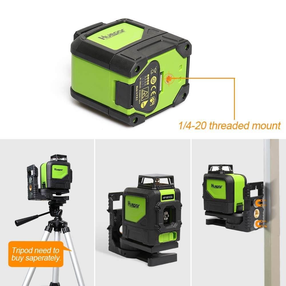 Huepar 901CG - 360 Green Beam Cross Line Self-Leveling Laser Level with Magnetic Pivoting Base - HUEPAR US