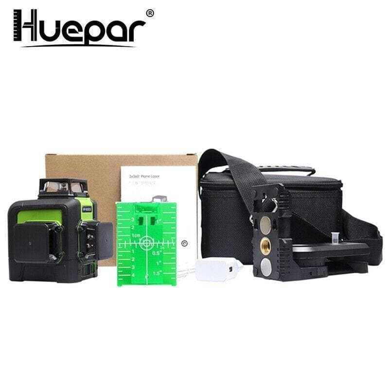 Huepar 903CG - 3x360 ° Self-Leveling 12 Lines 3D Cross Line Laser Level - HUEPAR US