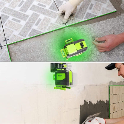 Huepar 903DG - 3D Cross Line Laser Level Green Beam Self-leveling Laser Level Tools for Tiles Floor with Remote Control - HUEPAR US