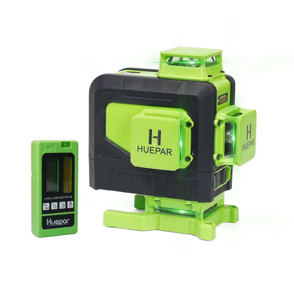 Huepar 904DG - 4x360° Green Cross Line Floor Laser Tool with Remote Control & magnetic Bracket - HUEPAR US