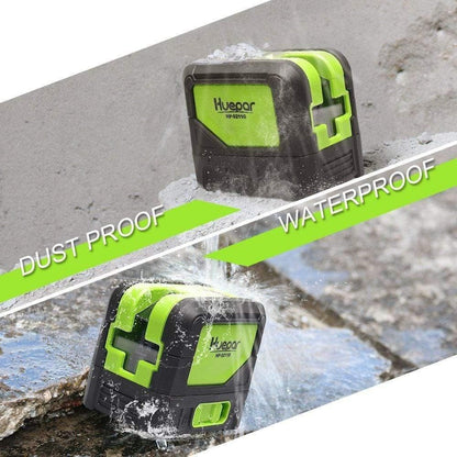 Huepar 9211G - Green Beam Cross Line Self-Leveling Alignment Laser Level with 2 Plumb Dots - HUEPAR US