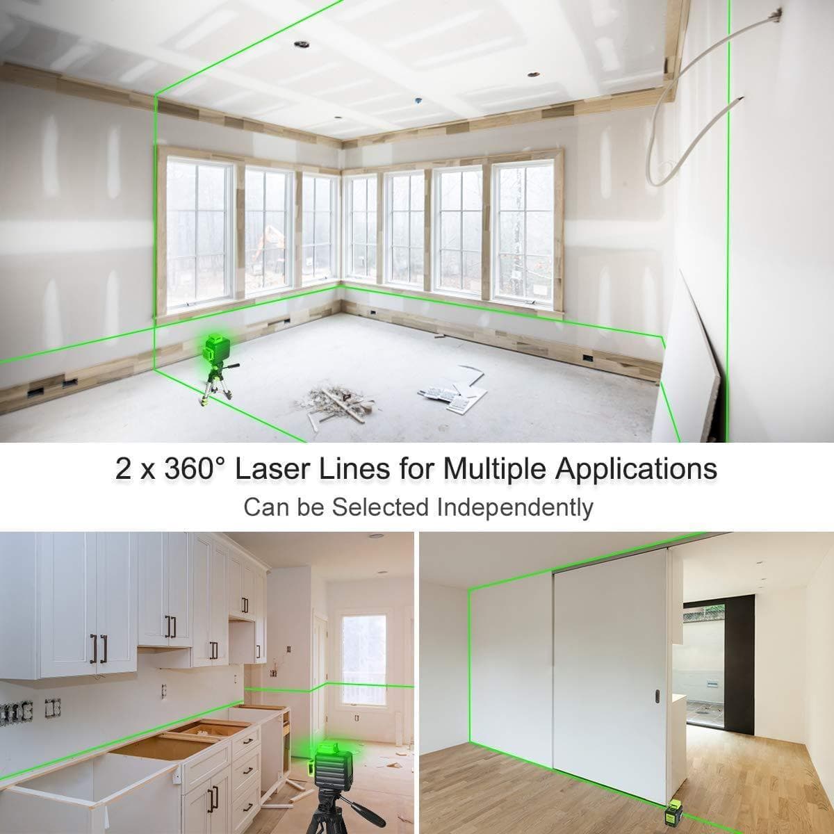 Huepar Green 180-ft Self-Leveling Indoor/Outdoor Cross-line Laser Level  with 360 Beam in the Laser Levels department at