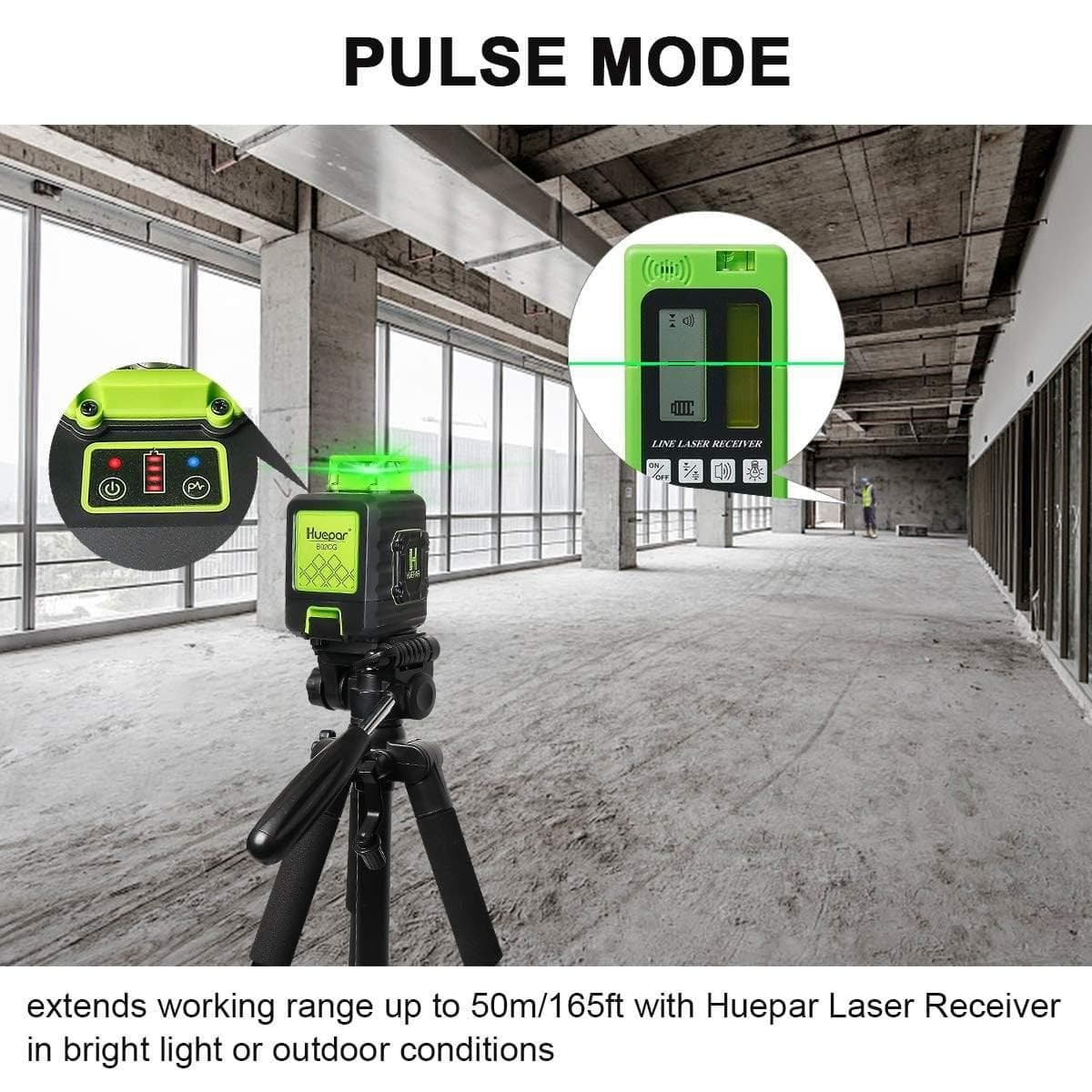 Huepar B02CG - 360° Green Beam Dual Plane Leveling and Alignment Cross Line Self-leveling Laser Level - HUEPAR US