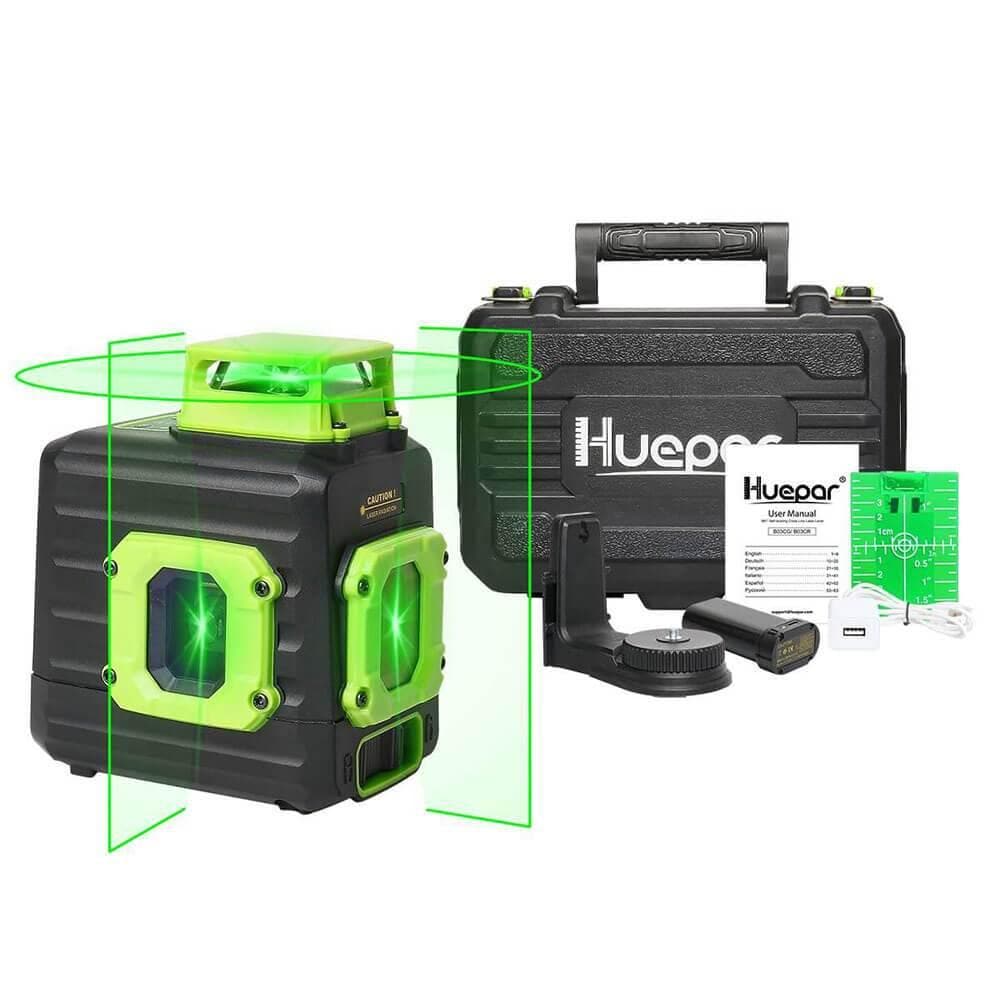 Huepar 603BT-H - 12 lines, 3D (3x360°) green laser level wit