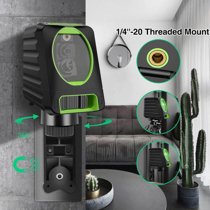 Huepar BOX1G - 45m Outdoor Green Cross Line Self-leveling Laser Level with Vertical Beam Spread Covers of 150° - HUEPAR US