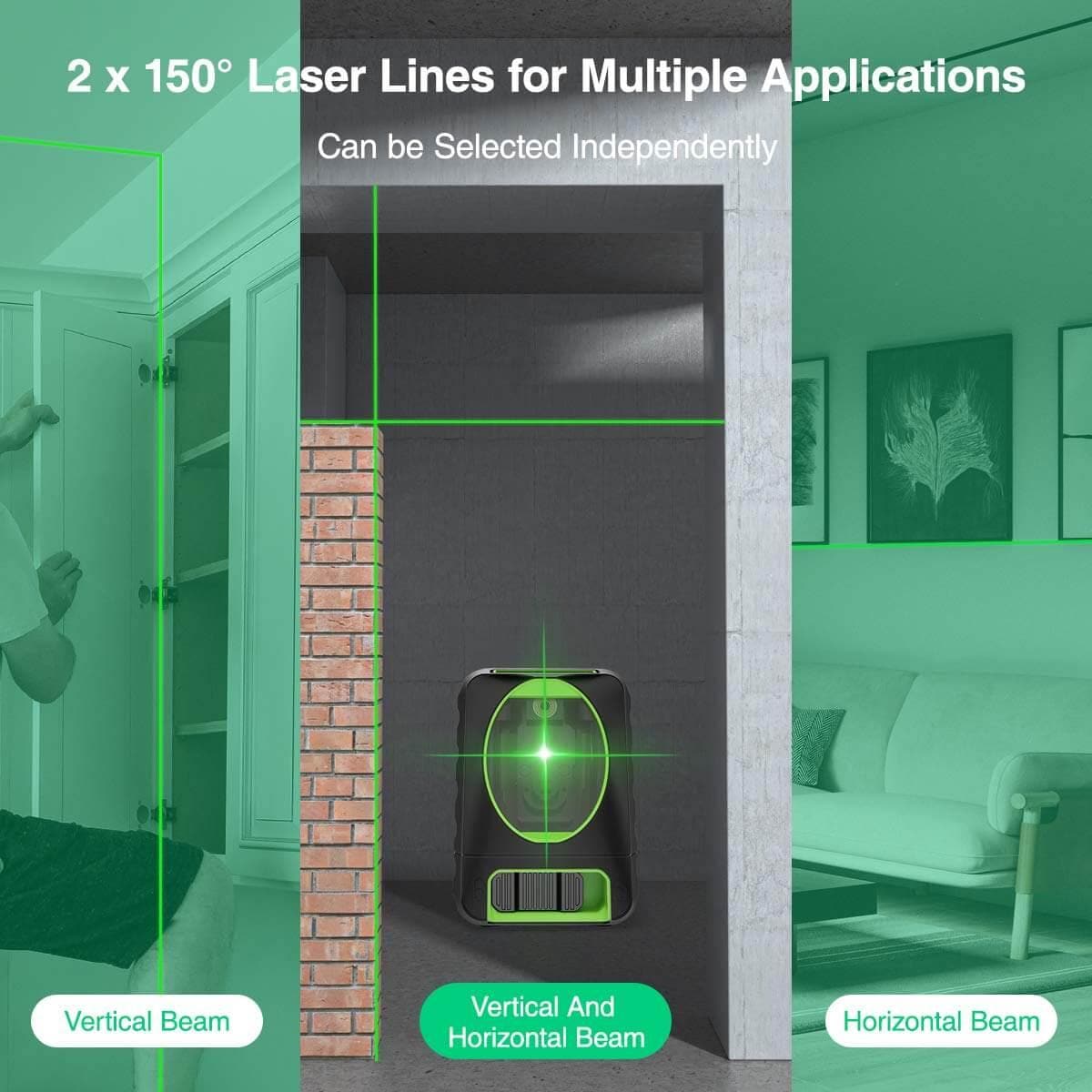 Huepar BOX1G - 45m Outdoor Green Cross Line Self-leveling Laser Level with Vertical Beam Spread Covers of 150° - HUEPAR US