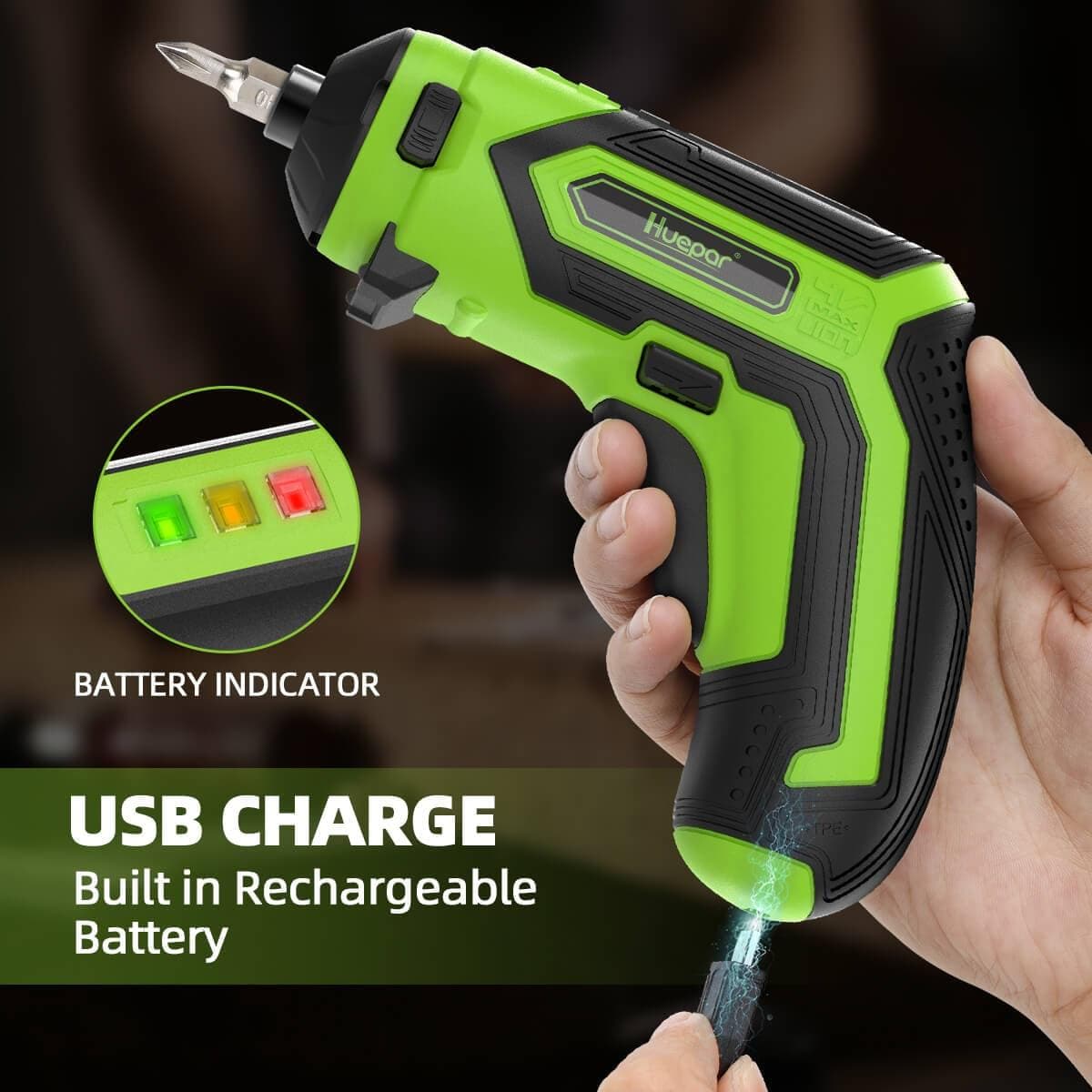 Huepar CS04 Cordless Screwdriver Max 6Nm Electric Screwdriver Kit Rechargeable Power Screw Gun with Free Shipping by HUEPAR US2