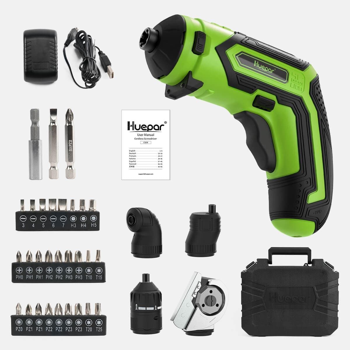 Huepar CS04 Cordless Screwdriver Max 6Nm Electric Screwdriver Kit Rechargeable Power Screw Gun with Free Shipping by HUEPAR US3