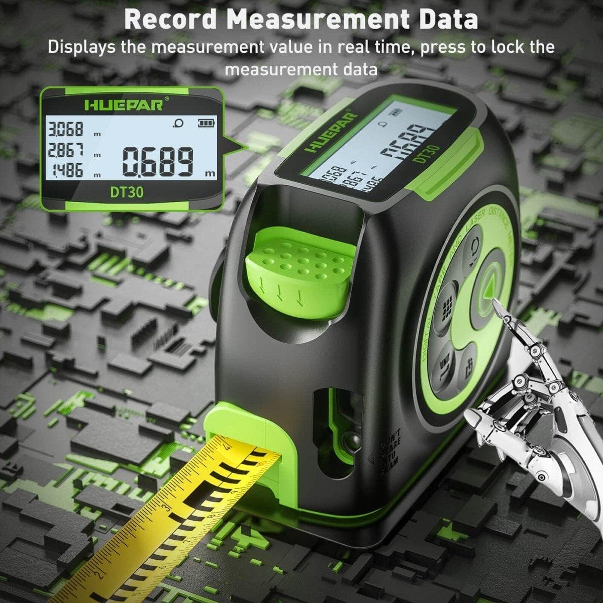 Huepar DT30 - 60M Laser Tape Measure Digital Distance Meter - HUEPAR US