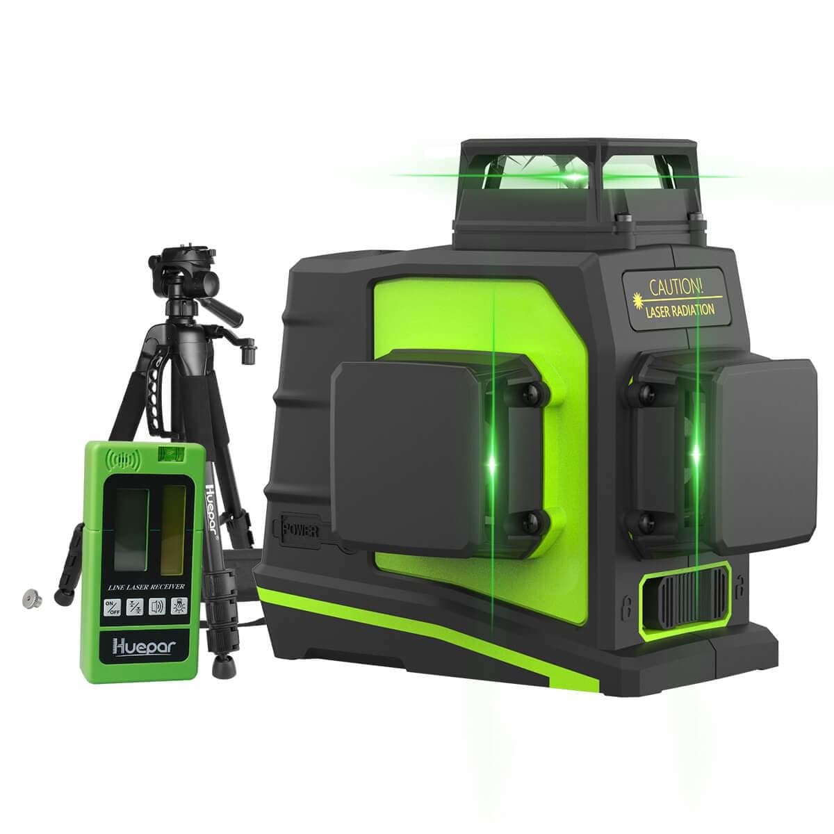 Huepar Laser Level Green Beam Cross Laser Self-leveling 360-Degree Coverage  Horizontal and Vertical Line with Laser Receiver - AliExpress