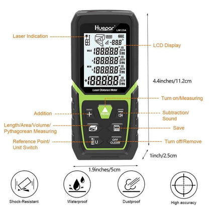 Huepar LM120A - 120M Laser Distance Meter - HUEPAR US