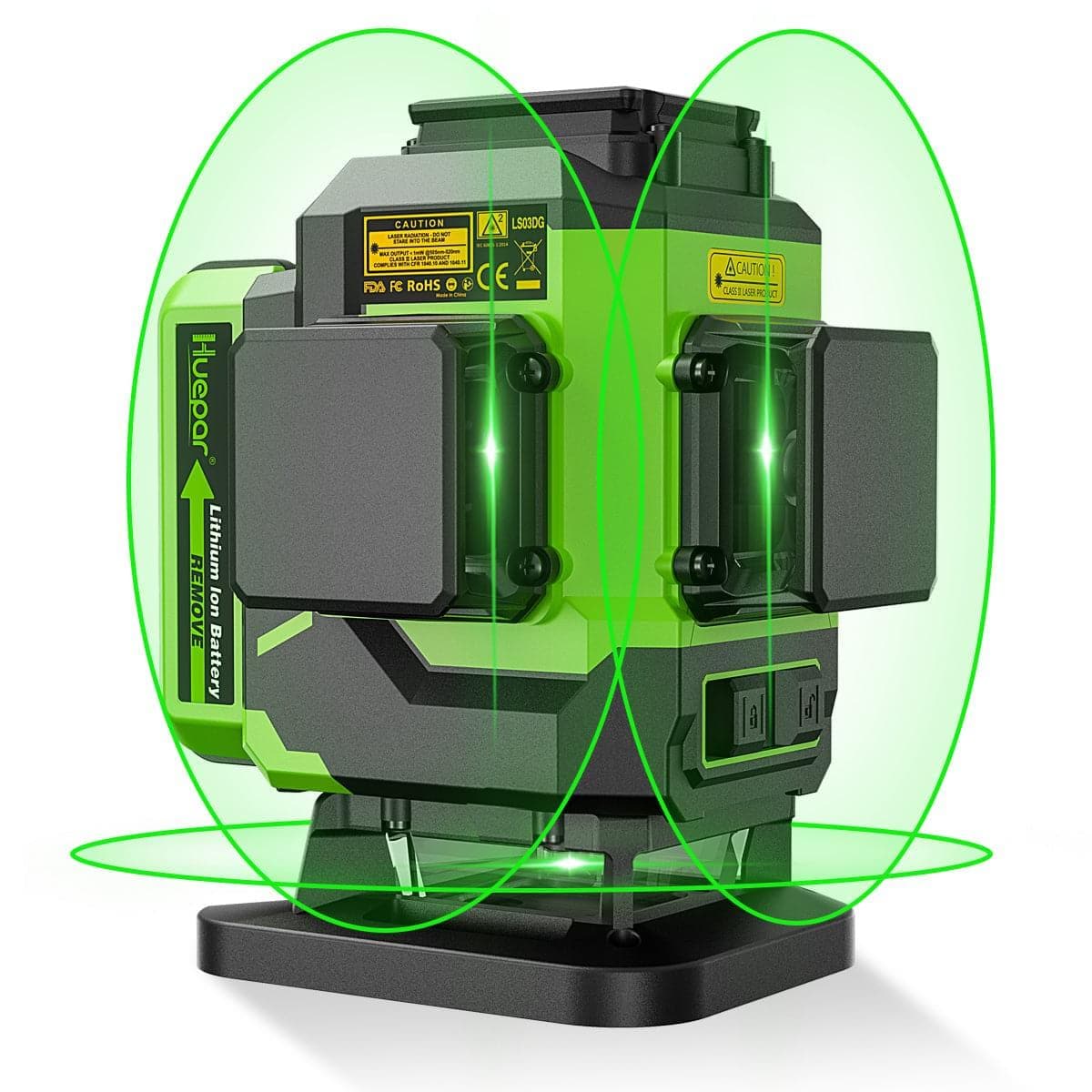 Laser Level 3D & 3 x 360°, Line Laser Green POPOMAN, USB Rechargeable, Self  Leve
