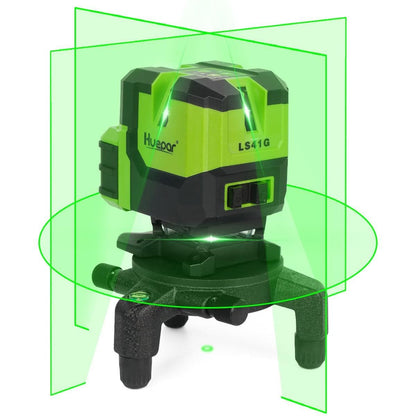 HUEPAR LS41G - Green Cross Line Self-leveling Multi-Line Laser Level-Four Vertical and One 360° Horizontal Lines with Plumb Dot - HUEPAR US