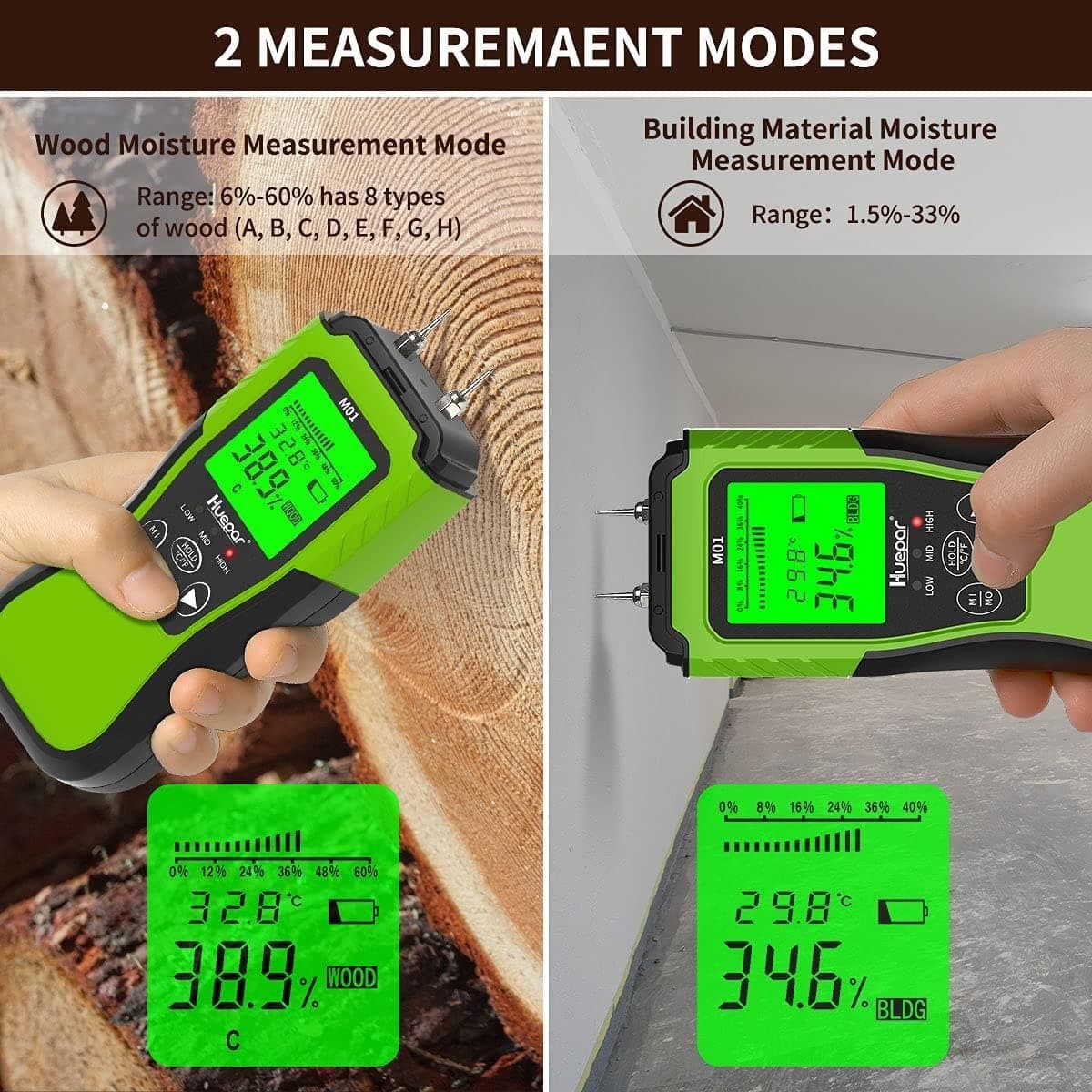 Huepar M01 - Digital Wood Moisture Detector - HUEPAR US