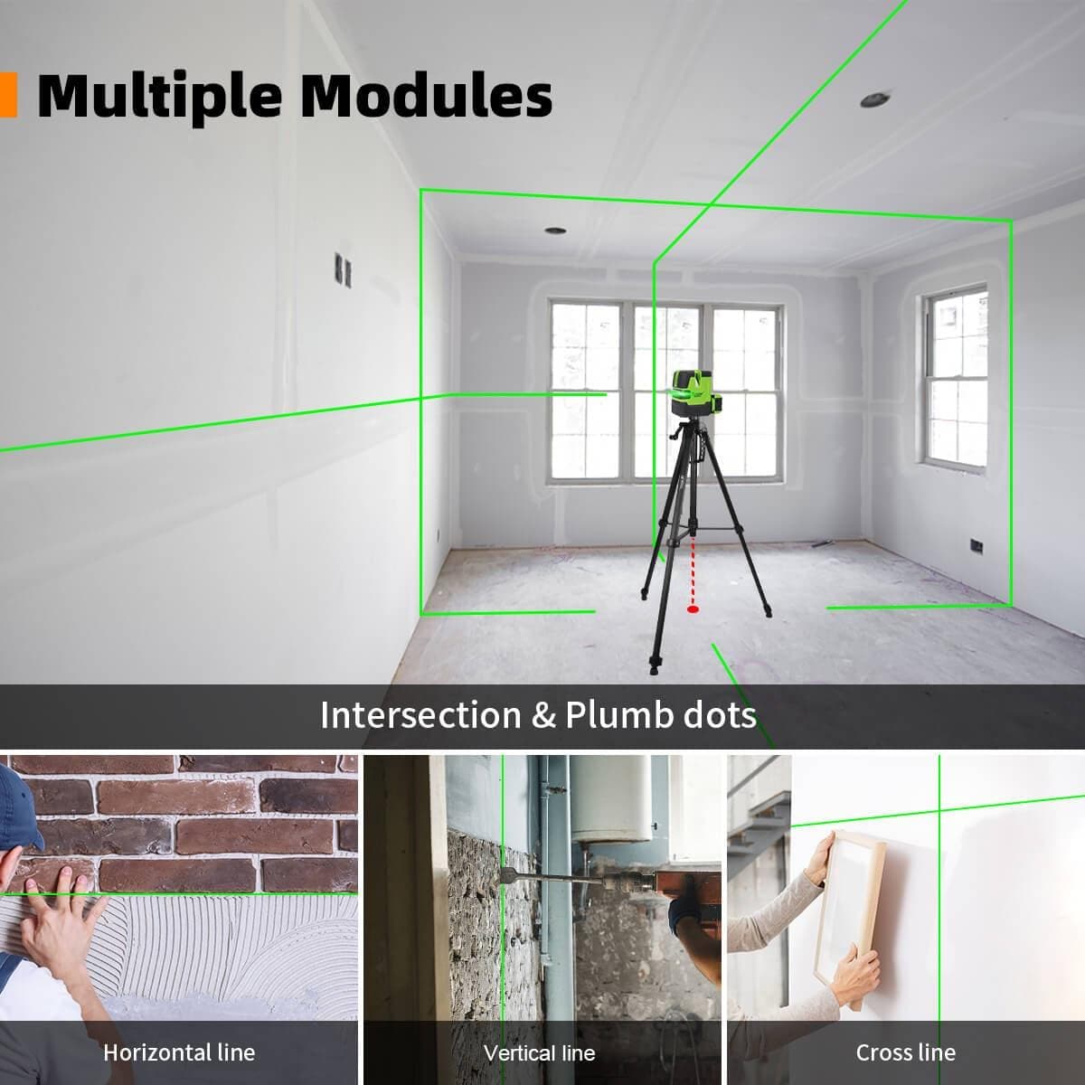 Huepar NT411G - Green Beam Multi-line Self-leveling Cross Lines Laser With Plumb Dot - HUEPAR US