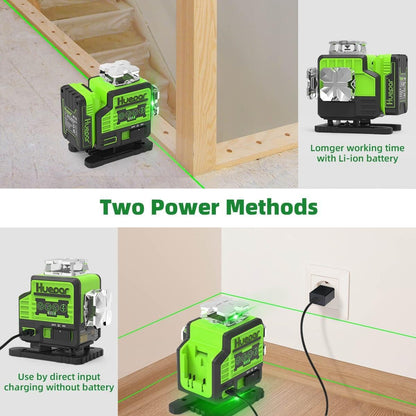 Huepar P04CG - 4x360° Laser Level Self Leveling 4D Green Beam Bluetooth Connectivity Laser Tool - HUEPAR US