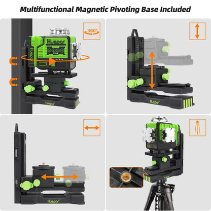 Huepar P04CG - 4x360° Laser Level Self Leveling 4D Green Beam Bluetooth Connectivity Laser Tool - HUEPAR US