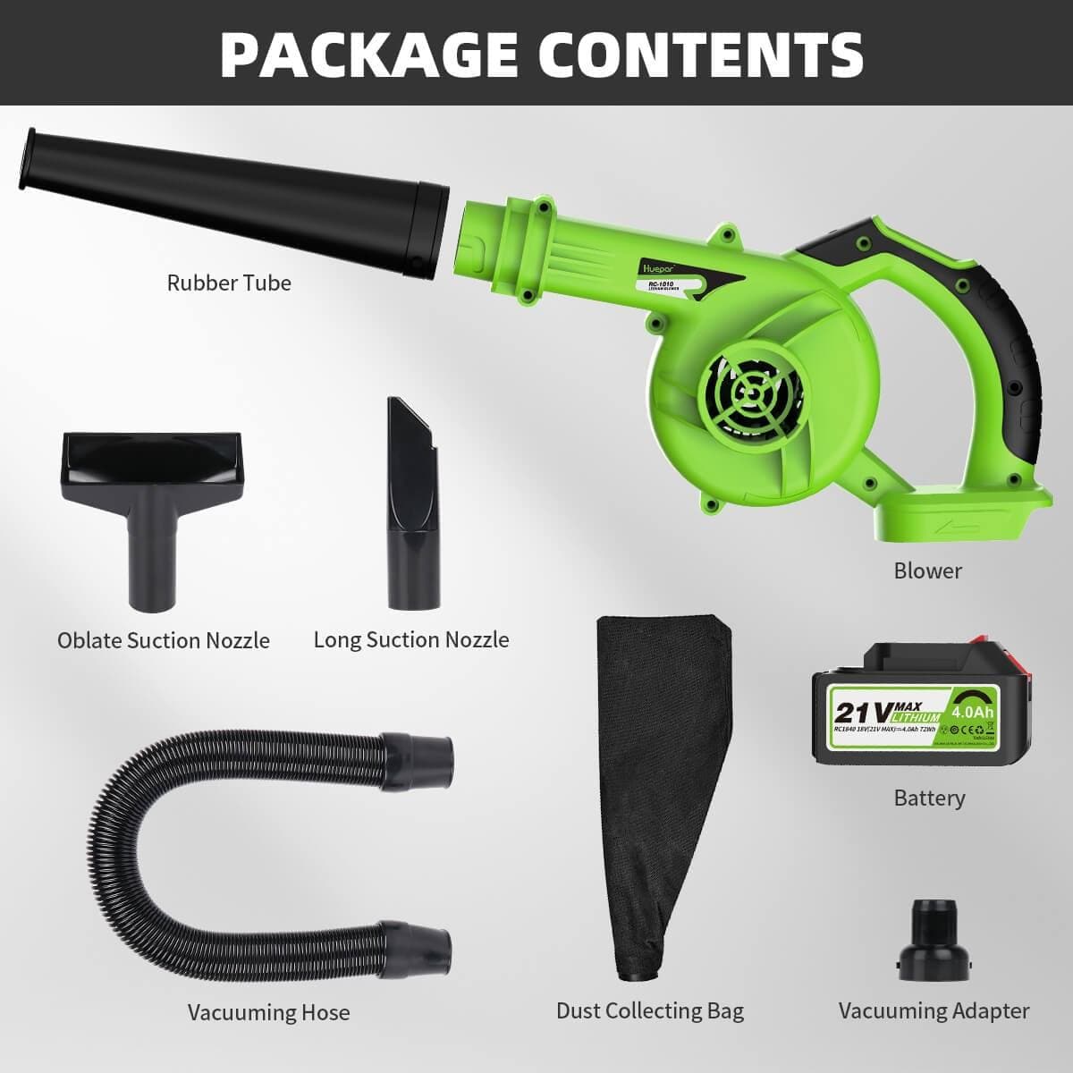 Cordless electric handheld leaf blower for blowing leaves and dust, vacuuming capabilities, with advanced technology by Huepar, free shipping1