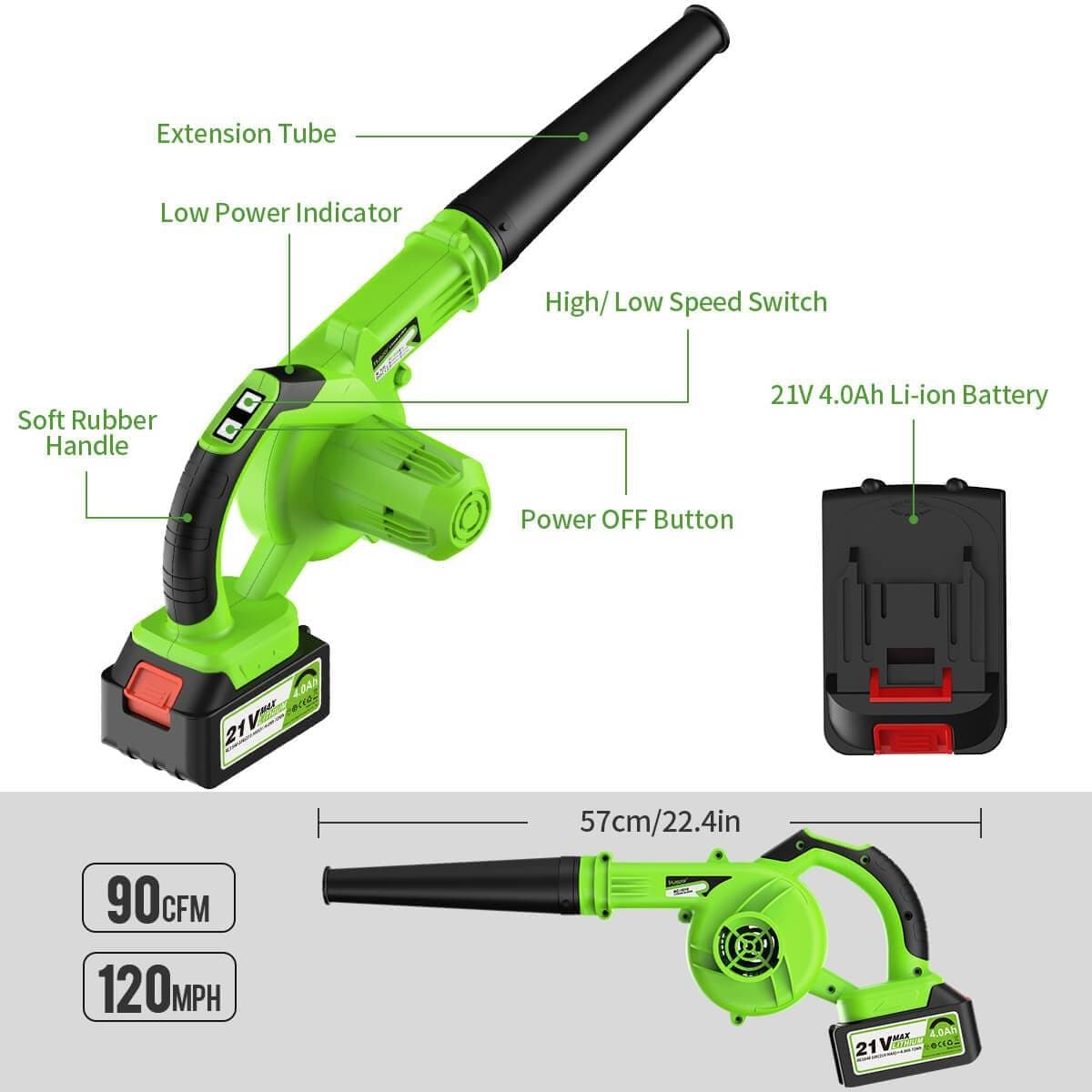 Cordless electric handheld leaf blower for blowing leaves and dust, vacuuming capabilities, with advanced technology by Huepar, free shipping4