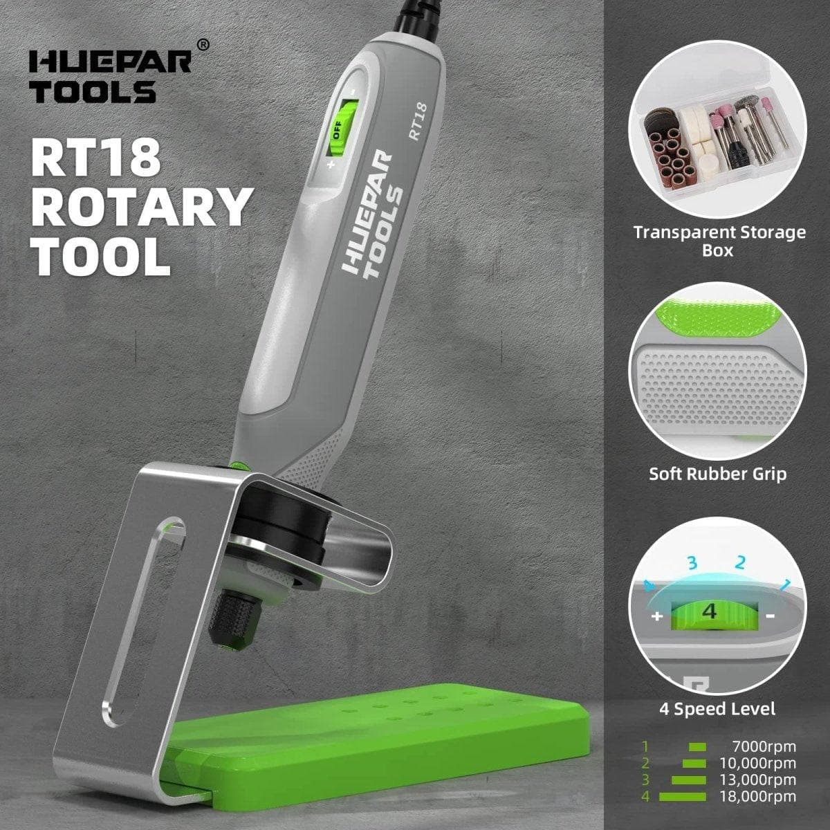 Huepar RT18 18V Rotary Tool Kit with Free Shipping from HUEPAR US8