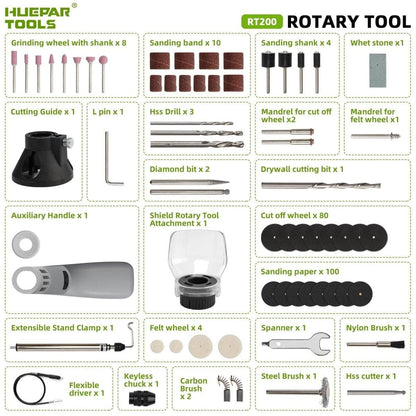 Huepar RT200 - 200W Rotary Tool Kit - HUEPAR US