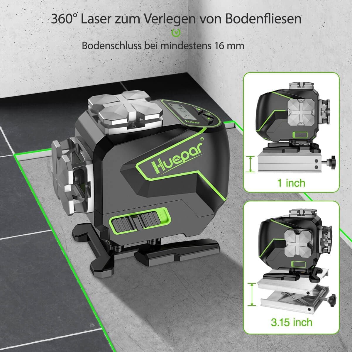 Nivela Laser, Huepar, S03CG, Autonivelanta, 360 De Grade, 12 Linii Verzi Negru 5689 Nivela Laser, Huepar, S03CG, Autonivelanta, 360 De Grade, 12 Linii Verzi Negru 5689
