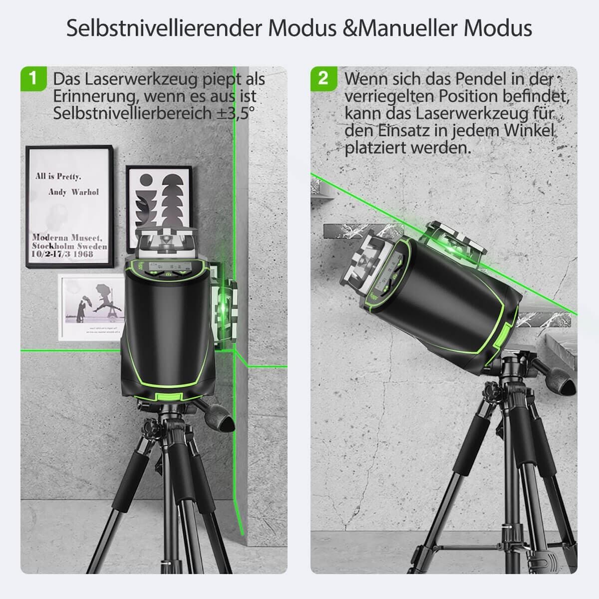 Huepar S03DG - 12 Lines 3D Self-Leveling Laser Level with LCD Screen Bluetooth Connected - HUEPAR US