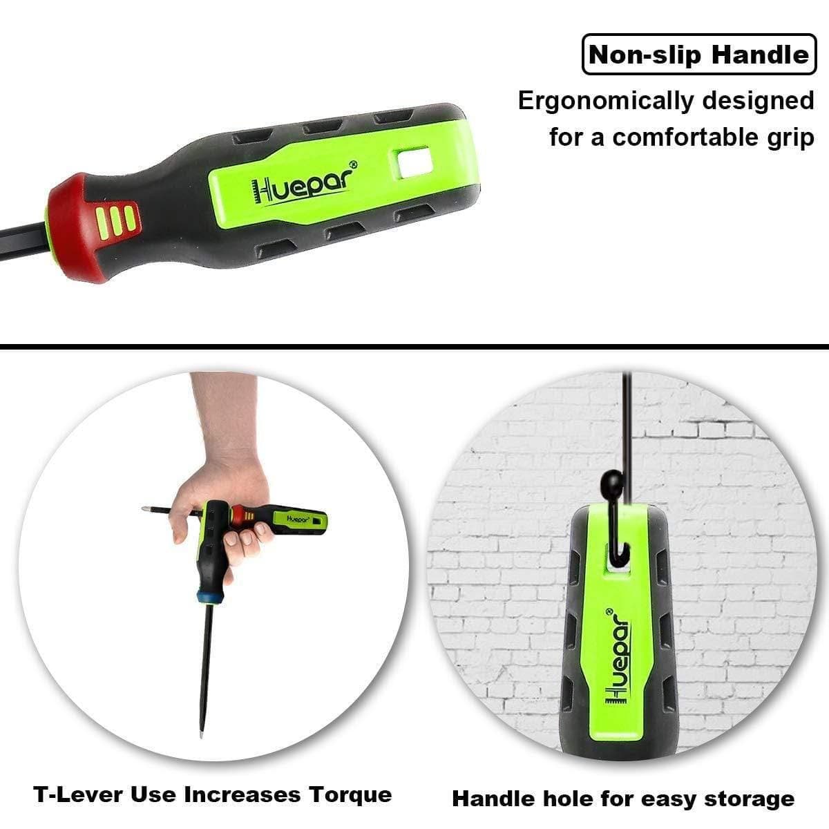 Huepar Magnetic Screwdriver Set with 3 Slotted and 3 Phillips Heads, Diamond Tip, Rust Resistant Shaft, Professional 6PCS Kit, Advanced Technology, Best Laser Level, Free Shipping0