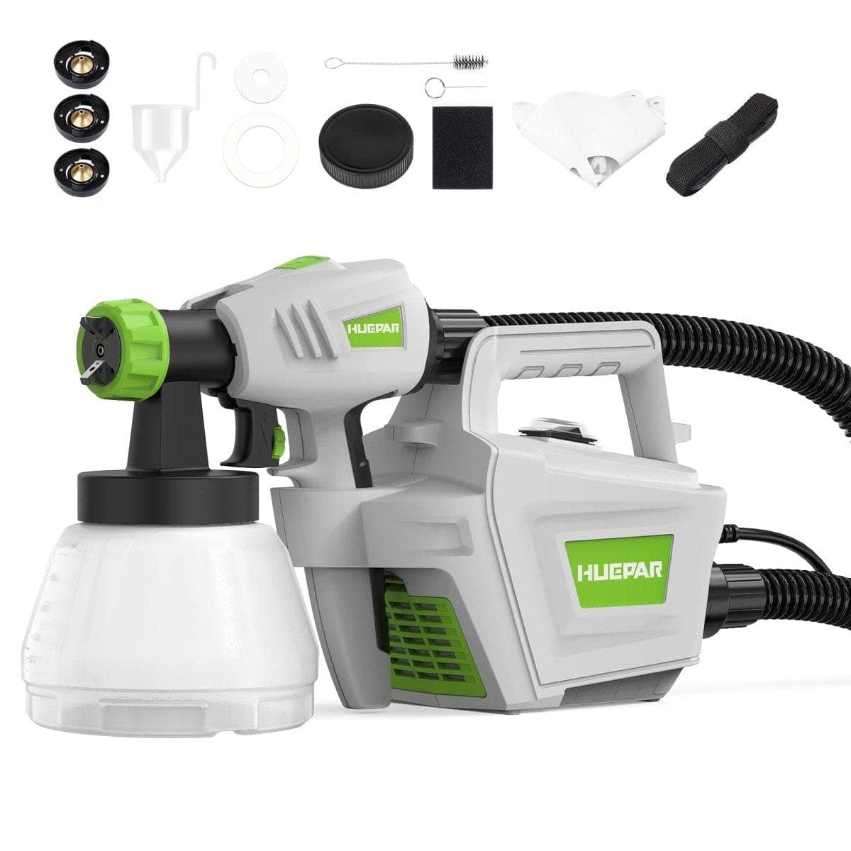 Huepar Tools SG800 HVLP electric paint sprayer with 4 metal nozzles and 3 patterns, ideal for home interior and exterior walls, house painting, ceiling, fence, cabinet, chair5