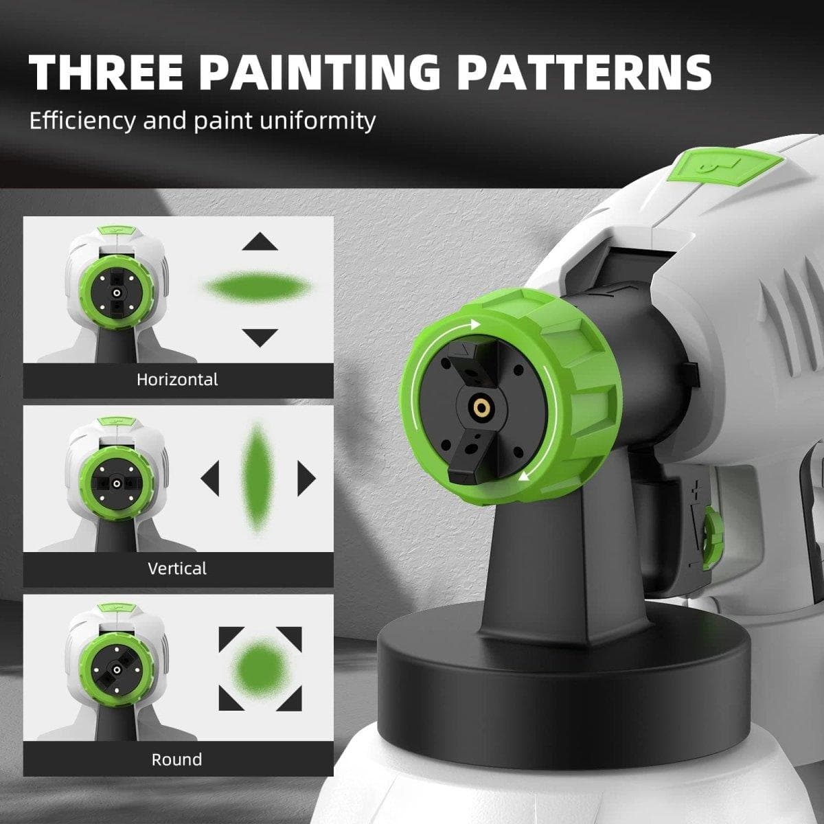 Huepar Tools SG800 HVLP electric paint sprayer with 4 metal nozzles and 3 patterns, ideal for home interior and exterior walls, house painting, ceiling, fence, cabinet, chair4
